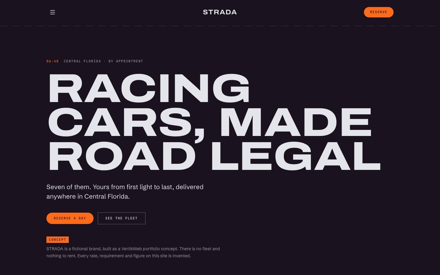 Screenshot of the Strada Motor Club website